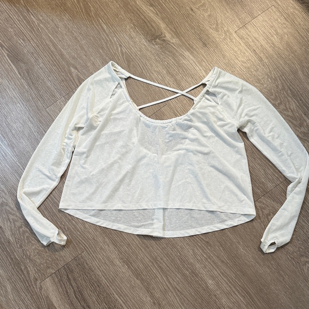 FP Movement by Free People White Long Sleeve Crop Top